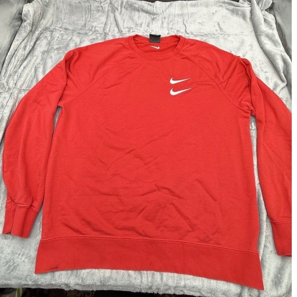 Nike Sportswear NSW Mens Large Red Crewneck Sweatshirt Big Swoosh Graphic